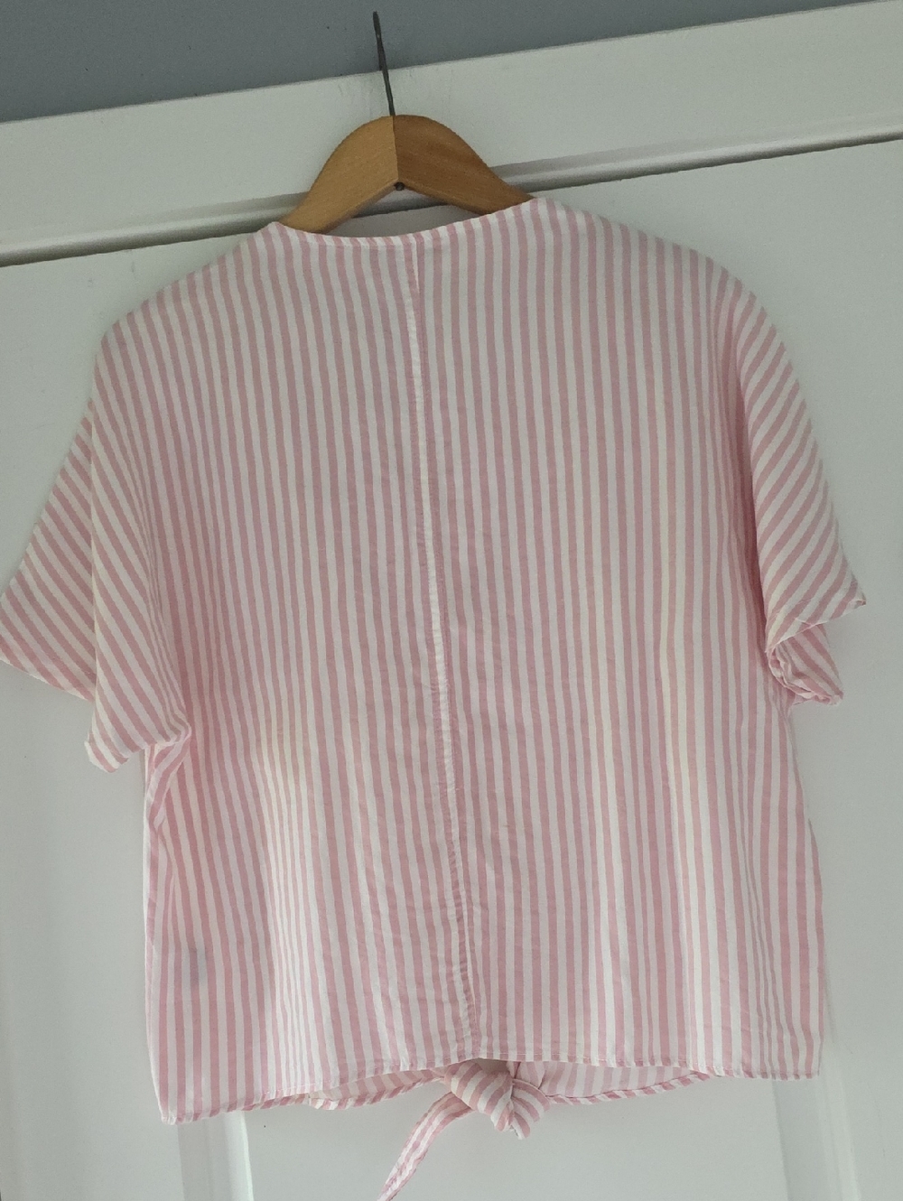 Velvet Heart Pink and White Striped Button-Front Tie Hem Top - Picture 6 of 9
